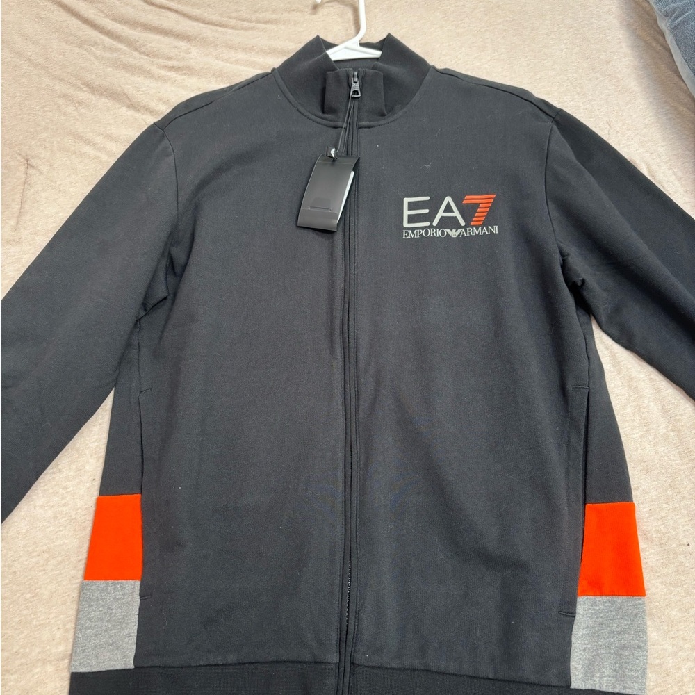 Emporio Armani Black Jacket with orange and Gray Accents